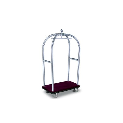 Forbes Birdcage Luggage Cart, 2" Diameter, Brushed Stainless Steel, 6" Cushion Gray Non-Marking